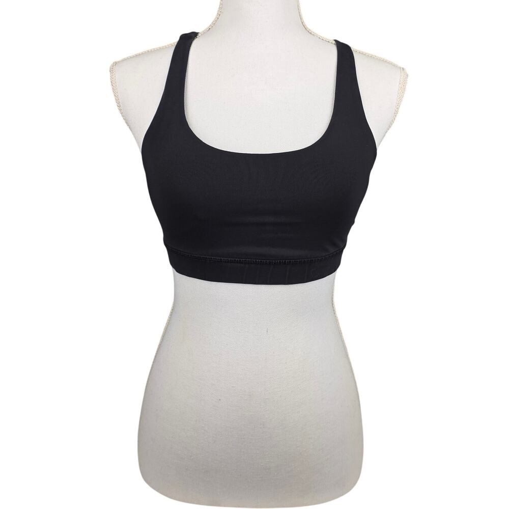 LULULEMON ENERGY BRA – BLACK – SIZE 4 (XS) – SCOOP NECK WITH STRAPPY BACK